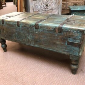 k81 8073 indian furniture slender blue trunk on feet back