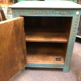 k81 j2 blue indian furniture carved block bedside table open