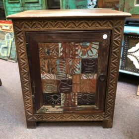 k81 j2 brown indian furniture carved block bedside table front