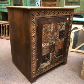 k81 j2 brown indian furniture carved block bedside table left