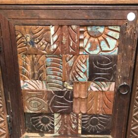 k81 j2 brown indian furniture carved block bedside table close