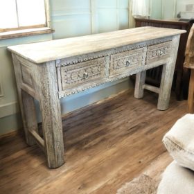 k83 7044 indian furniture 3 drawer carved console chunky