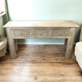 k83 7044 indian furniture 3 drawer carved console main