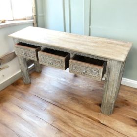 k83 7044 indian furniture 3 drawer carved console storage
