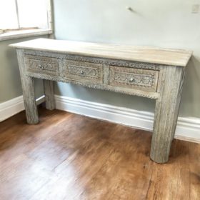 k83 7044 indian furniture 3 drawer carved console table