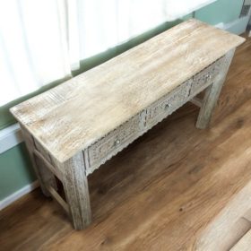 k83 7044 indian furniture 3 drawer carved console table pale