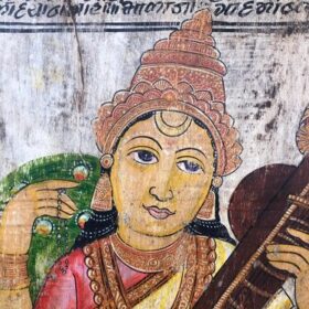 kh26 13 indian furniture painted goddess panel details
