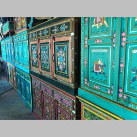 k82 7228 indian furniture large dark green sideboard factory