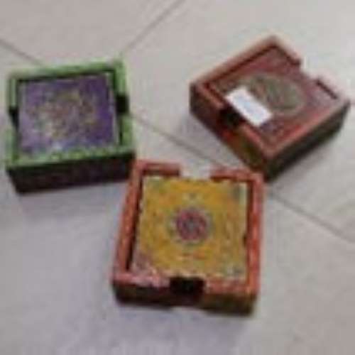 k82 7840 indian accessory gift painted wooden coasters factory