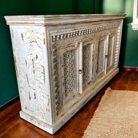 k83 8157 indian furniture spindle sideboard egg shell