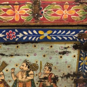 kh27 207 a indian furniture large hand painted trunk close