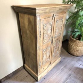 k82 7093 indian furniture sunburst door cabinet left