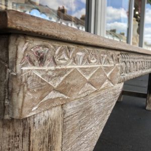 k82 7095 b indian furniture carved fronted bench details
