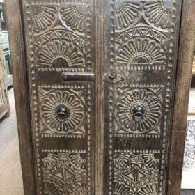 k82 7220 indian furniture carved doored mirror close
