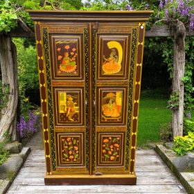 k82 7221 indian furniture painted brown cabinet front