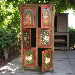 k82 7222 indian furniture hand painted cabinet open