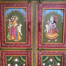 k82 7222 indian furniture hand painted cabinet close