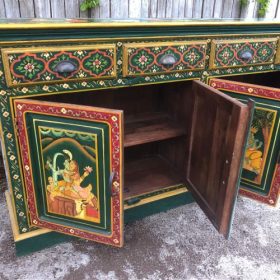 k82 7228 indian furniture large dark green sideboard inside