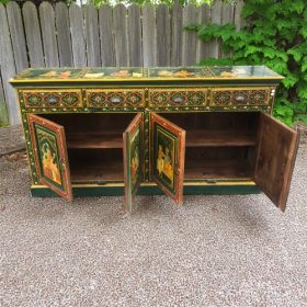 k82 7228 indian furniture large dark green sideboard open