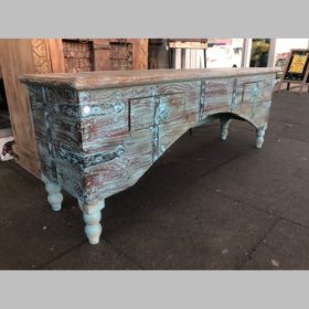 k82 4895 indian furniture low blue console table left