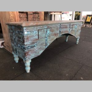k82 4895 indian furniture low blue console table left