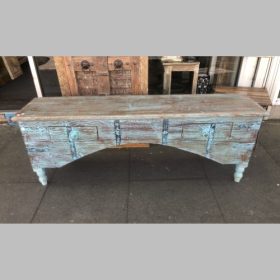 k82 4895 indian furniture low blue console table front