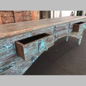 k82 4895 indian furniture low blue console table open