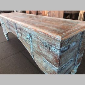 k82 4895 indian furniture low blue console table right