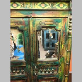 k82 7045 indian furniture cabinet with a tiled top mirror right
