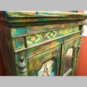 k82 7045 indian furniture cabinet with a tiled top mirror top