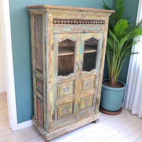 k82 7121 indian furniture vintage carved cabinet left