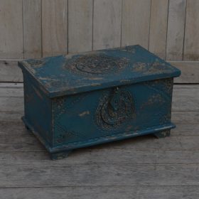 kh28 m 11618 indian furniture heather blue storage trunk factory
