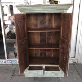 k82 7053 indian furniture sunburst teak door cabinet open