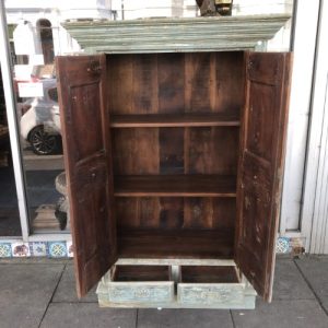 k82 7053 indian furniture sunburst teak door cabinet open