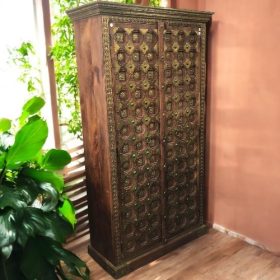 k82 7090 indian furniture embossed metal cabinet left