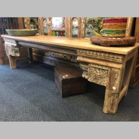 k82 7095 indian furniture carved fronted bench right