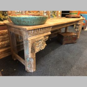 k82 7095 indian furniture carved fronted bench left