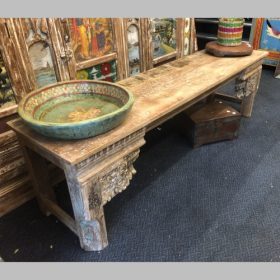 k82 7095 indian furniture carved fronted bench top