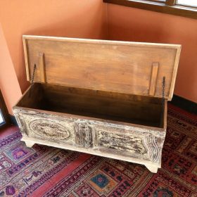 k82 7112 indian furniture unusual panelled trunk open
