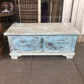 k82 7115 indian furniture blue storage trunk front