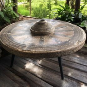 k82 7165 indian furniture vintage cart wheel table side
