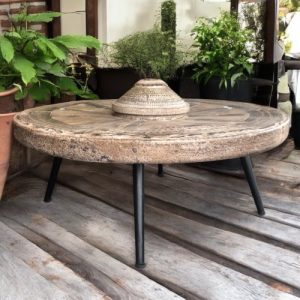 k82 7165 indian furniture vintage cart wheel table side