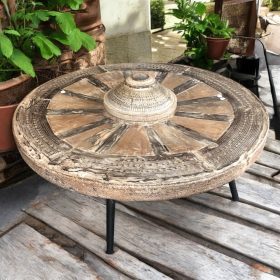 k82 7165 indian furniture vintage cart wheel table main