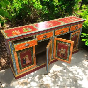 k82 7229 indian furniture red hand painted sideboard main