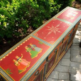 k82 7229 indian furniture red hand painted sideboard top