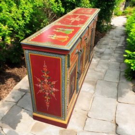 k82 7229 indian furniture red hand painted sideboard left