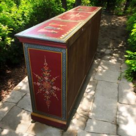 k82 7229 indian furniture red hand painted sideboard back