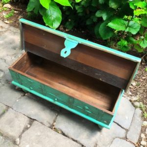 k82 7236 indian furniture low green trunk open