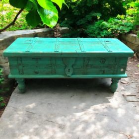 k82 7236 indian furniture low green trunk front