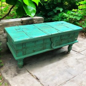 k82 7236 indian furniture low green trunk left